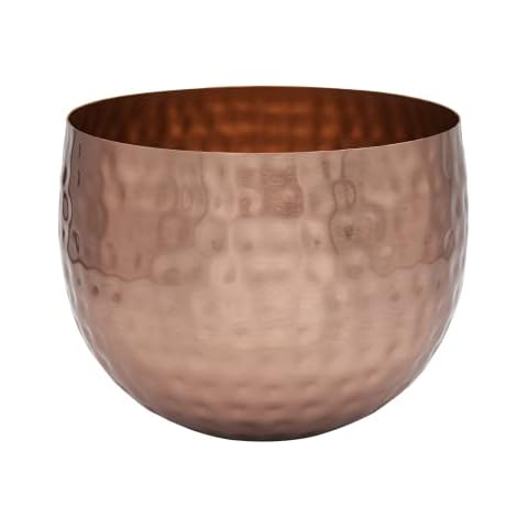 LaLe Living BAHA Flower Pot in Copper Hammered Iron Diameter 13.5 x Height 11 cm as a Planter or Planter for Succulents, Herbs, Green Plants, Flowers Cover