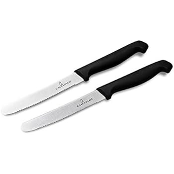 Amazon Com Culina Tomato Knife Set Of 2 Extra Sharp German Steel Blade Blk Color Handle Kitchen Dining