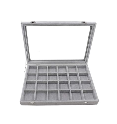 Joyeros con Tapa Transparente, Caja de Almacenamiento de joyería de Terciopelo Helado, Vitrina de Cristal for joyería, Caja de escaparate for Tienda Madre