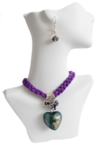 Listado de Collares Morados - los más vendidos. 44 Vetta accesories Collar trenzado morado Collares artesanales hechos a mano Collar para mujer collar hecho en México Collar de colores collar con corazón