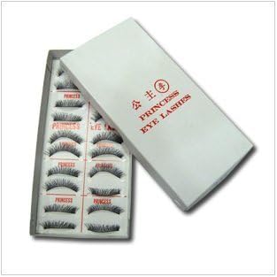 100% Authentic Taiwan Famous Princess Lee Handmade False Eyelashes 10 Pair #6 Cross Black
