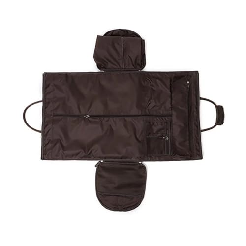 Travel Bag Leather Folding Suit Bag Man Business Travel Bag With Shoe Pocket Clothes Cover Luggage Duffel(Coffee)3