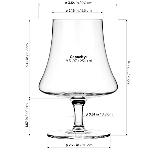 Luxbe - Bourbon Whiskey Brandy Crystal Glasses Goblet Snifter, Set Of 4 - Handcrafted Leadfree Glass - Great For Spirits Drinks - Scotch Cognac - 8.5Oz - 250Ml #TOP5