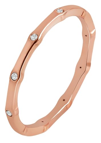 Akzent Damen Ring - Damenring Größe 52 aus Edelstahl in roséGold, 100% Wasserfest & Hautverträglich