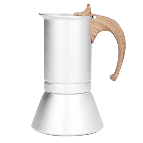 Juqrelith Moka de Metal Profesional, 300ml, Color Plata - Resistente y Versátil para Cocina y Viaje, Compatible con Inducción y Gas (300ml)