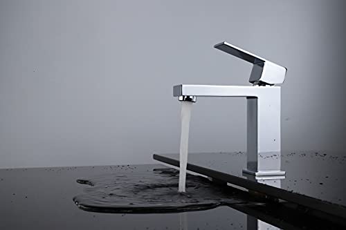 Robinet Mitigeur Salle De Bain Lavabo Chrome Carré Laiton Massif Haute Qualité Professionnel – vue 2