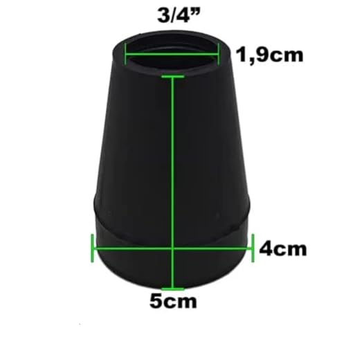 Ponteiras de Borracha para Muletas, Bengalas e Andadores, Pacote com 2 Unidades, 3/4 Polegadas, 21mm