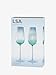 LSA Dusk Champagne Flutes in Green and Grey with Finely Fluted Texture - Elegant Drinking Glasses - 8 oz Drinkware - Pack of 2