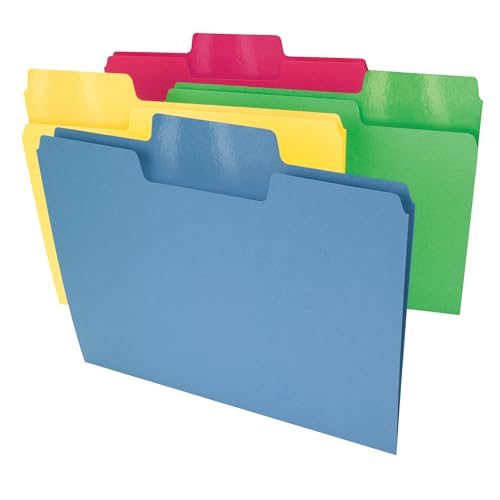 Smead Erasable SuperTab File Folder, Erasable Oversized 1/3-Cut Tab, Letter Size, Assorted Primary Colors, 24 per Pack (10480)