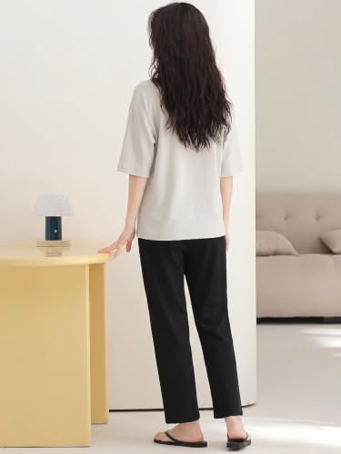 Image of Louis Luxe Womens Korean Night Dress|| Full Pyjama Set || Korean Nightsuit || Women Nightwear ||Round Neck Full Sleeve Nightsuit || Loungewear || Everyday Nightdress (ND-15)