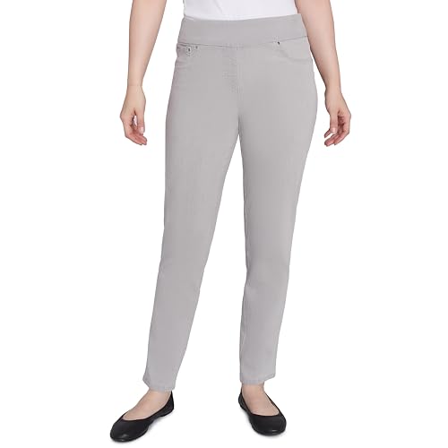 Ruby Rd. Womens Womens Mid-Rise Pull-on Straight Extra Stretch Denim Pant