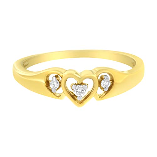 Haus of Brilliance 10KT Yellow Gold 1/20 cttw Diamond Triple Heart Diamond Ring (K-L, I1-I2) - Size 7