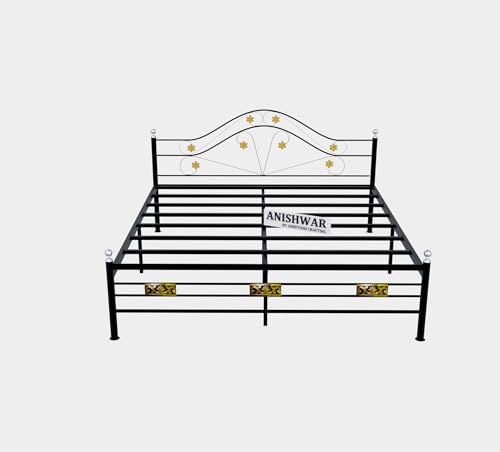 Image of Metal King Size Platform Bed for Bed Room | Heavy Duty Bed for Kids Room - (Glossy Finish Black)