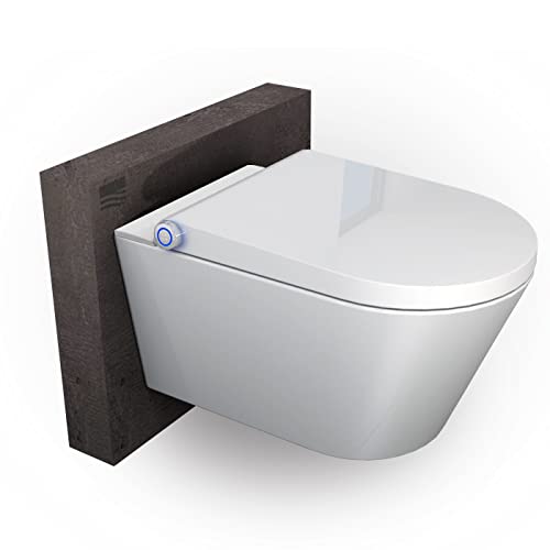 BERNSTEIN Dusch-WC Komplettpaket 17 – Wandhängend, Mit Soft-Close Sitz, Vorwandelement & Glas-Betätigungsplatte