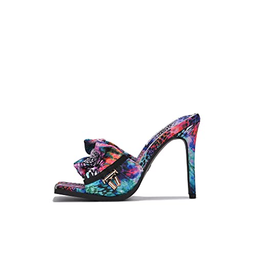 Cape Robbin Women's Stiletto Heel Mules - Square Open Toe Slip-On Ruched Heels (Iliana)