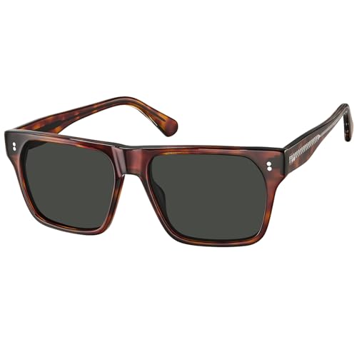 CARFIA Modern Sunglasses for Men Polarized UV400 Protection Flat Large Wrap Square Acetate Driving Glasses