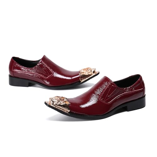 Men's Leather Shoes, British Casual Business Metal Pointed Toe Men's Dress Shoes, Wedding Party Banquet Nightclub Stage Host Barber Uniform Office Work Shoes2