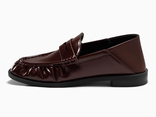 Image of Coutgo Penny Loafers for Women Comfortable Slip on Shoes Collapsible Heel Closed Toe Dressy Casual Work Flats