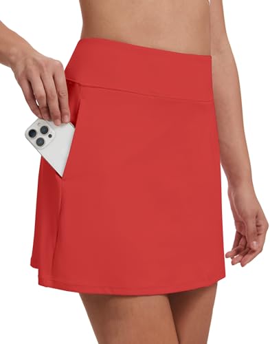 M Moteepi 16' Golf Skorts For Woman High Waisted Upf 50+ Tennis Skort Skirts With 4 Pockets Holiday Red M