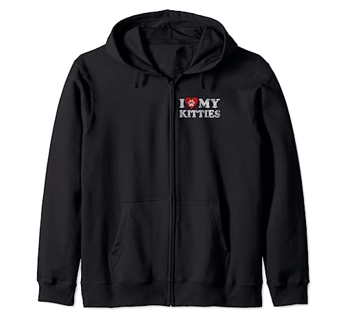 Camiseta de gato con texto en inglés "I Love My Kitties" Sudadera con Capucha