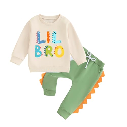 Image of Big Brother Little Brother Matching Outfit Toddler Baby Boy Dinosaur Crewneck Shirts Sweatshirt Summer Clothes