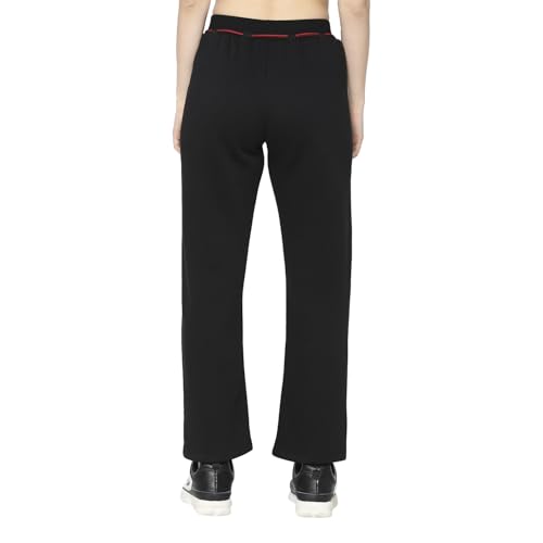 Image of Being Human Black Wide Leg Fit Women's Track Pants Clothing