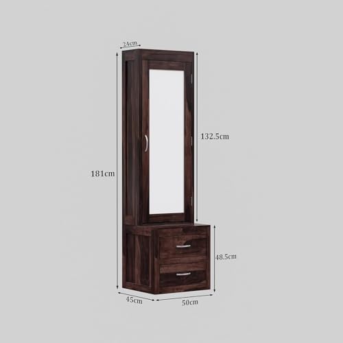Image of Credenza Sheesham Wood Dressing Table with 2 Drawer Storage for Living Room Bedroom Wooden Vanities for Home Solid Wood Bedroom Furniture (Walnut Finish)