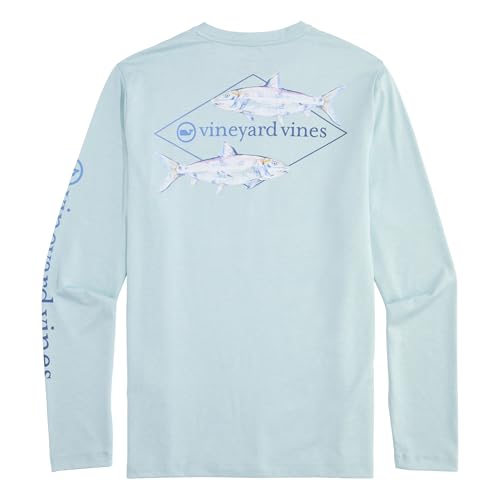 vineyard vines Men's Long-Sleeve Painted Bonefish Harbor Performance Tee