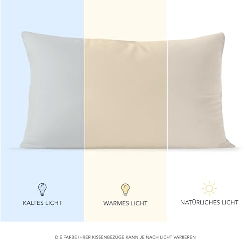 Kissenbezug 40 x 80 (Set mit 2) - 100% Jersey Baumwolle 150 g/qm Kissenbezüge -Beige - Für Kissen 40 x 80 cm - Kissenhülle - Kissenbezug - Resistent und Hypoallergen - Dreamzie 5