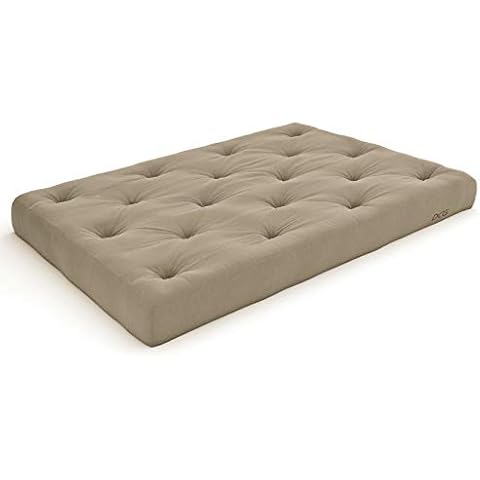 Nirvana Futons 8-Inch Queen Futon Mattress, Khaki Twill Cover