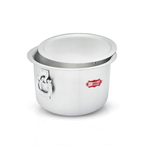 Image of KITCHEN EXPERT, THE KITCHEN'S BEST Aluminium Patila With Lid 30 Liter | Tapela Handles Bhagona Tope Tapeli For Commercial Purpose Big Cookin (30 Litermatte Polished, Silver)