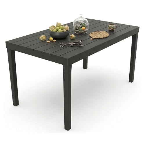 Table de jardin rectagnulaire anthracite 138 cm avec étagère à manger