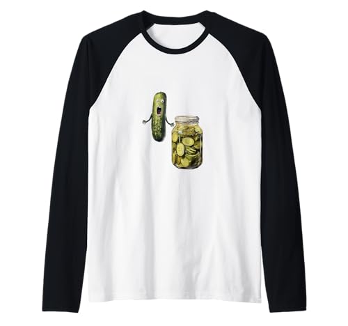Divertente vasetto per cetrioli e sottaceti Shocked Food Humor Design Maglia con Maniche Raglan