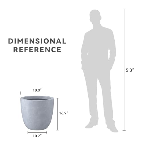 Image of Kante Blue Gray Concrete Planter 18 inch Dia All-Weather Round Large Pot