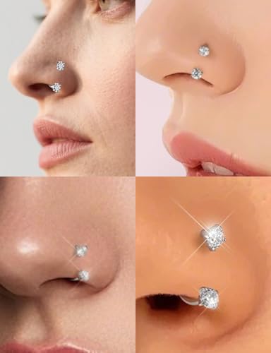 Oufksiyy 18G 16G Surgical Steel Implant grade Horseshoe Nose Ring Septum Rings 8mm 10mm 12mm Double Gem Rook Daith Hoop Earrings Horse Shone Lip Rings For Woemn Men3