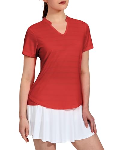T-shirt été rafraîchissant pour femme polo de golf col en V fluide