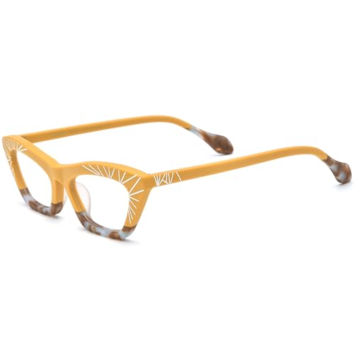 Image of HEPIDEM Multicolor Acetate Glasses Frame Women Cat Eye Eyeglasses Men Optical Spectacles 9291