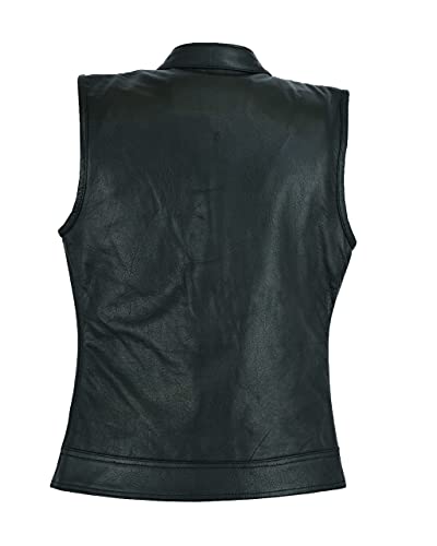 RUBSONS SOA Women’s Leather Biker Club Style Vest (DE/NL/SE/PL, Alphanumerisch, XXL, Regular, Regular, Black)