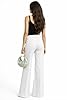 Women’s Bell Bottom Pants Wide Leg Flared Trousers High Waist Stretchy Smart Casual Wear (White,L25 W16) #2