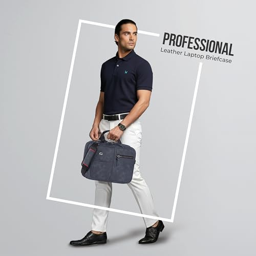 Image of Gear Professional 10L /11 inch Faux Leather Water Resistant Laptop Messenger /Office Bag /Shoulder Bag for Men /Women (Navy - Black)