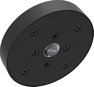 Delta Faucet H2Okinetic Single Setting Raincan Shower Head, Black Round Shower Head, Rainfall Shower Head, High Pressure Shower Head, 1.75 GPM Flow Rate, Matte Black RP70175BL