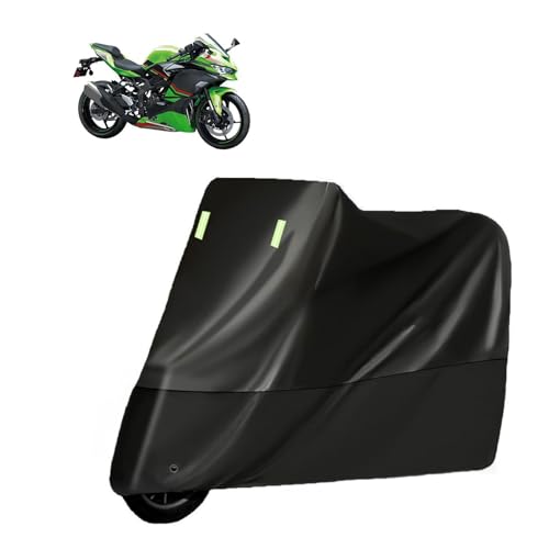 バイクカバー 適応カワサキNinja ZX-25R/SE/SEKRT/400 専用 全天候型 オートバイカバー 耐熱 防水 撥水 紫外線防止 盗難防止 防風 防埃 防雨 防雪 防風ベルト&ロック穴有り 収納バッグ付き 原付カバー(黒)