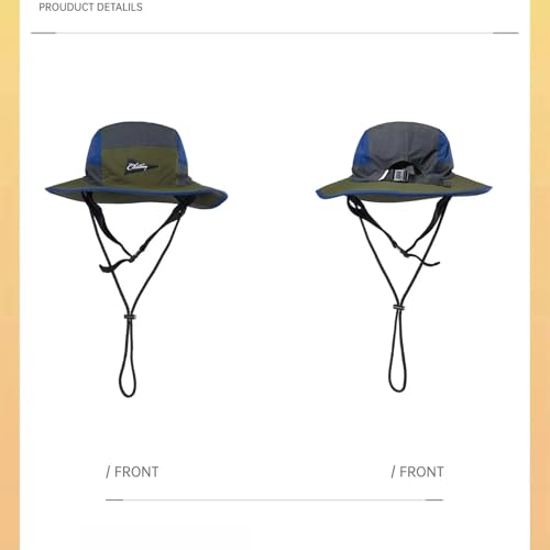 Image of Color-Blocked Fisherman Style Sun Hat for Outdoor Camping, Surfing & Vacations - Wide Brim, UV Protective, Anti-Slip