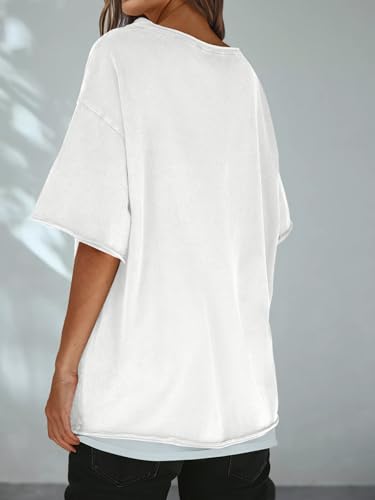 Cicy Bell Womens Oversized Tshirts Off The Shoulder Cotton Half Sleeve T Shirts Summer Casual Loose Fit Tunic Tops4