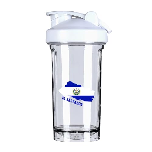 El Salvadorean Map Flag 18 Ounce Shaker Cup,Fashion Theme Pattern Shaker Bottle Leak-proof Workout Shake Bottles 500ML/18 oz Perfect for Pre Workout