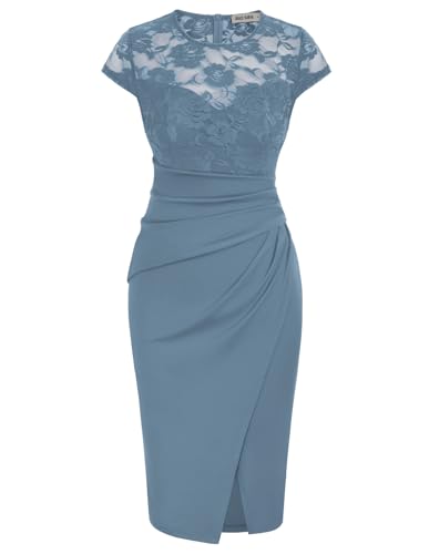 Image of GRACE KARIN Women's Sleeveless Lace Party Cocktail Dress Wrap Ruched Bodycon Dresses