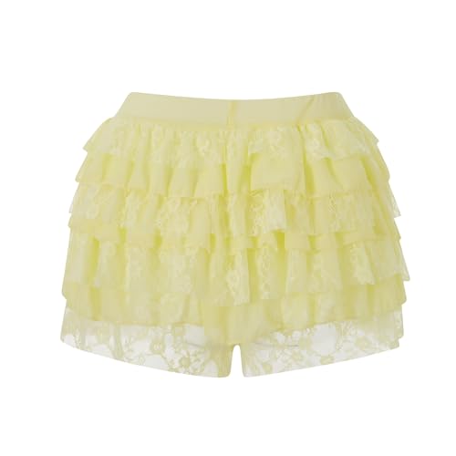 Image of NUFIWI Women Lolita Bloomers Ruffle Shorts Lace Cute Pumpkin Pants Sexy Boyshorts Layered Y2k Mini Shorts Pettipants