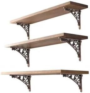 Decorative Shelf Bracket 6 inch, Antique Copper Brackets for Shelving, Heavy Duty Vintage, DIY Projects, Hardware Included, 2 Pack, 5.9x4.17x1.73 inch，Baroque Style