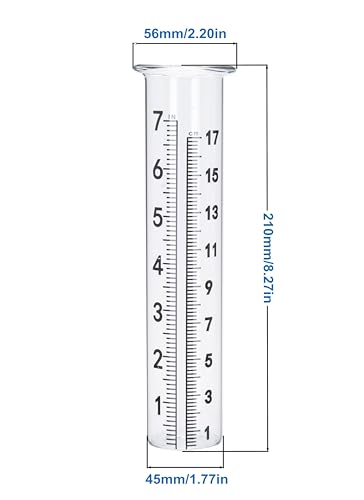 7" Capacity Rain Gauge with Stainless Steel Mounting Rack Holder, Post Mount Rain Gauge for Yard Garden Outdoor Home (Style A)
