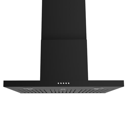 ONEEON Campana extractora de 30 pulgadas – 650 CFM para montaje en pared con ventilador de 3 velocidades, luces LED, botón, cuerpo ultrafino, campana de ventilación estilo chimenea y ventilación de